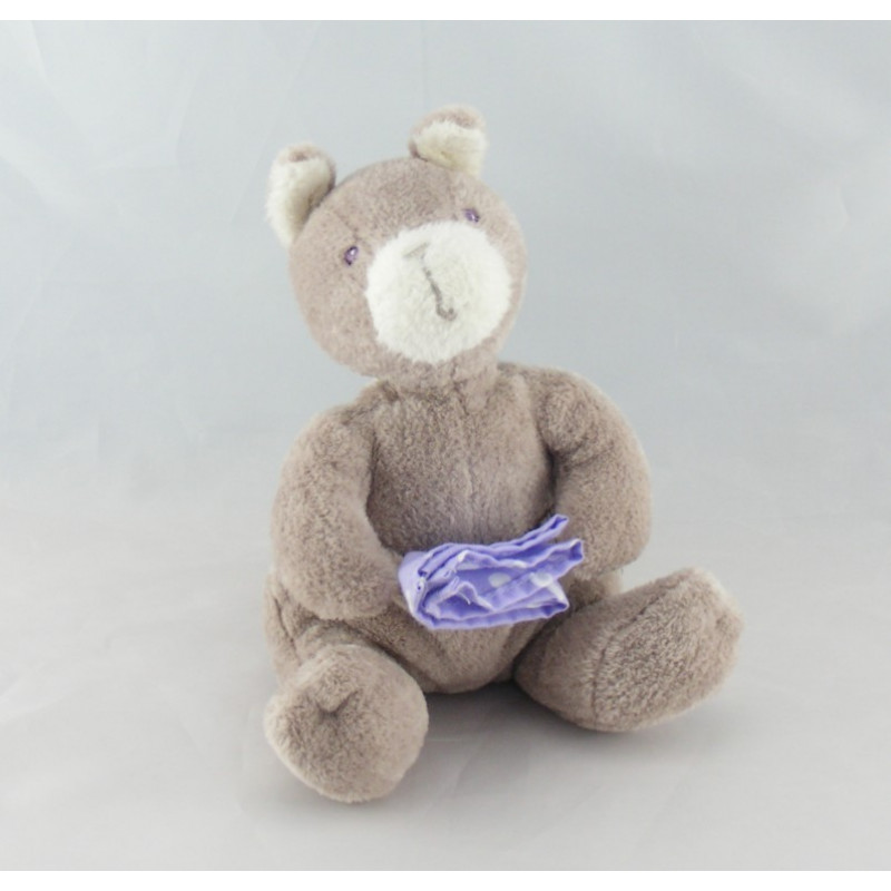 Doudou ours blanc noeud rose SERGENT MAJOR