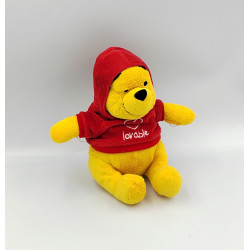 Doudou peluche Winnie l'ourson pull rouge à capuche DISNEYLAND