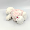 Ancienne peluche doudou ours blanc rose rayé DAKIN 1990