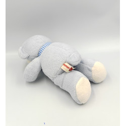 Doudou ours bleu écharpe rayé NICOTOY