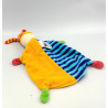 Doudou plat lutin clown orange bleu vert rouge rayé BABY CLUB