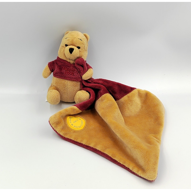 Doudou Winnie l'ourson beige rouge bordeaux Celebrating mouchoir DISNEY NICOTOY
