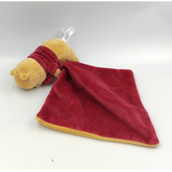 Doudou Winnie l'ourson beige rouge bordeaux Celebrating mouchoir DISNEY NICOTOY