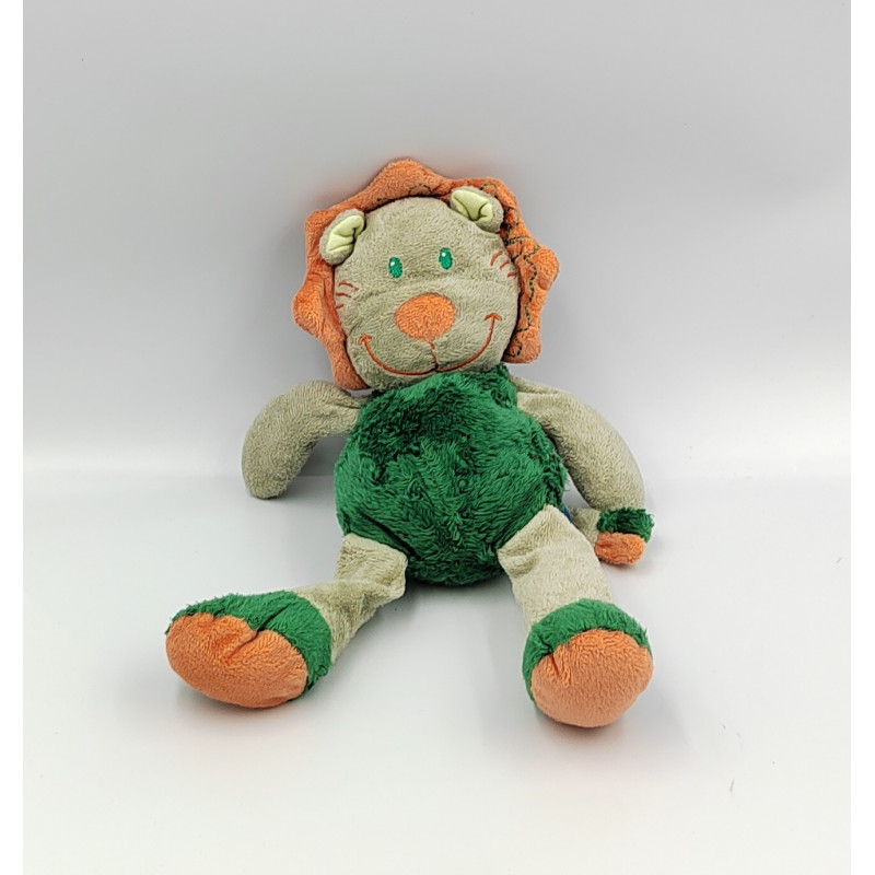 Doudou lion vert orange TOUT SIMPLEMENT