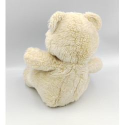 Ancienne peluche ours blanc écru beige marron