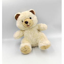 Ancienne peluche ours blanc écru beige marron