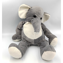 Doudou peluche éléphant gris blanc