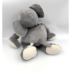 Doudou peluche éléphant gris blanc