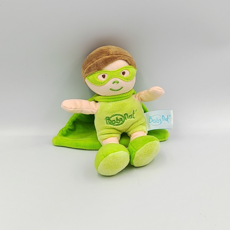 Doudou poupée super héros vert cape BABY NAT