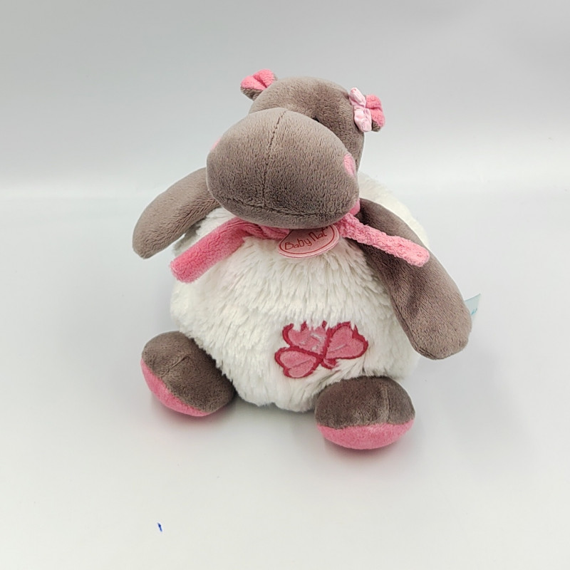 Doudou musical Hippopotame marron blanc rose Zoé BABY NAT