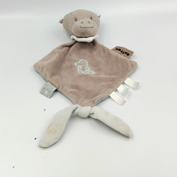 Doudou plat hippopotame gris bleu crocodile NATTOU