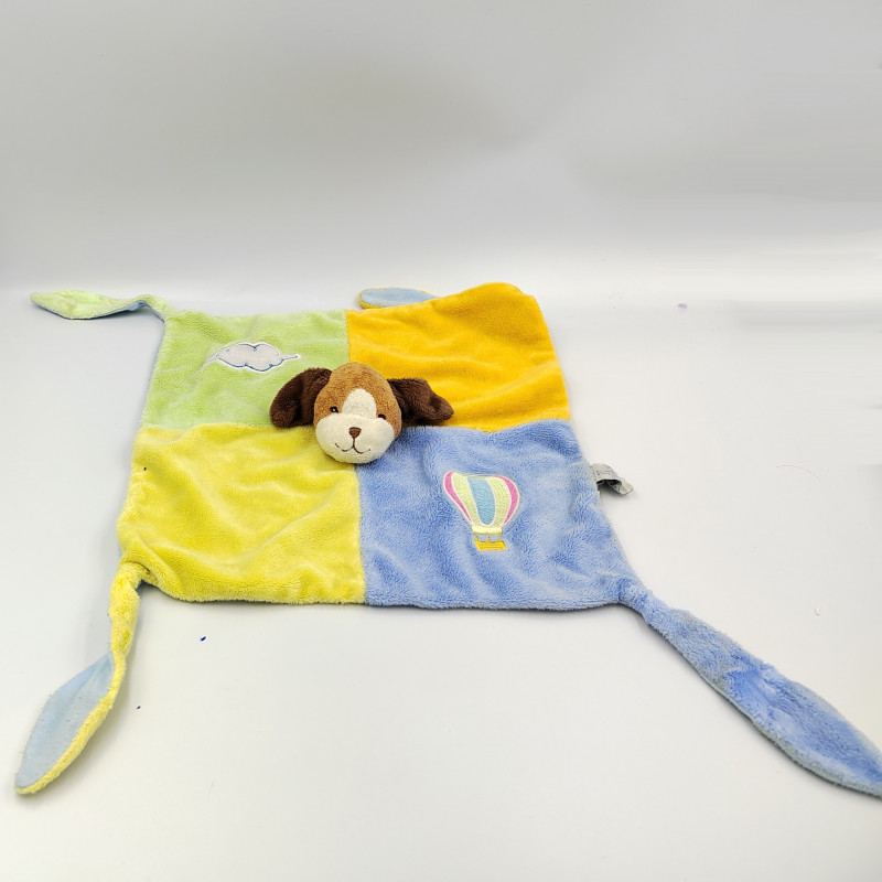 DOUDOU PLAT CHIEN JAUNE VERT ORANGE BLEU NUAGE GIPSY