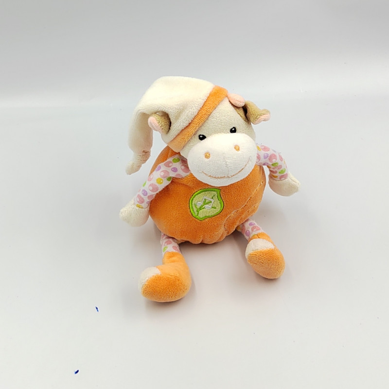 Doudou musical vache orange écru feuille GIPSY