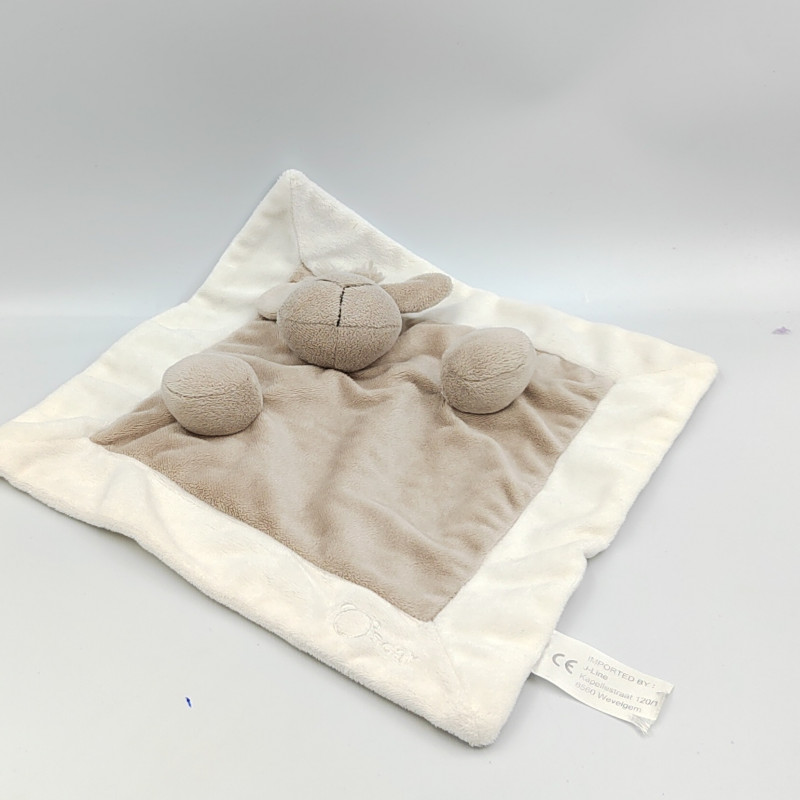 Doudou plat mouton blanc gris Oscar J-LINE