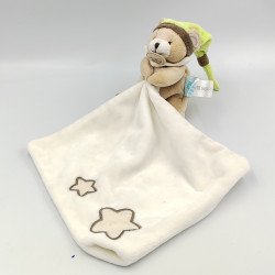 Doudou luminescent ours marron vert blanc mouchoir étoiles BABY NAT