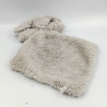Doudou plat lapin blanc gris fleurs bleues BOUCHARA