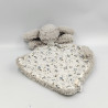 Doudou plat lapin blanc gris fleurs bleues BOUCHARA