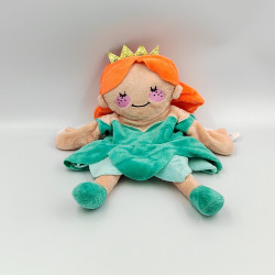Doudou plat marionnette princesse reine orange bleu ailes HEMA