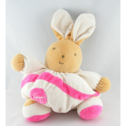 Doudou Lapin Boule patapouf rose blanc Takinou