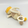 Doudou musical ours beige écru orange pois rayé BABY CLUB