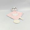Doudou plat ours panda blanc rose dentition TOM & ZOE