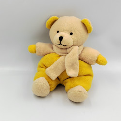 Doudou ours jaune beige écharpe