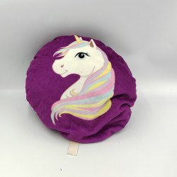 Coussin rond licorne violet