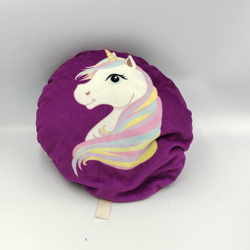 Coussin rond licorne violet