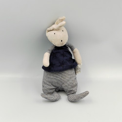 Doudou lapin gris bleu rayé Aimé et Céleste MOULIN ROTY