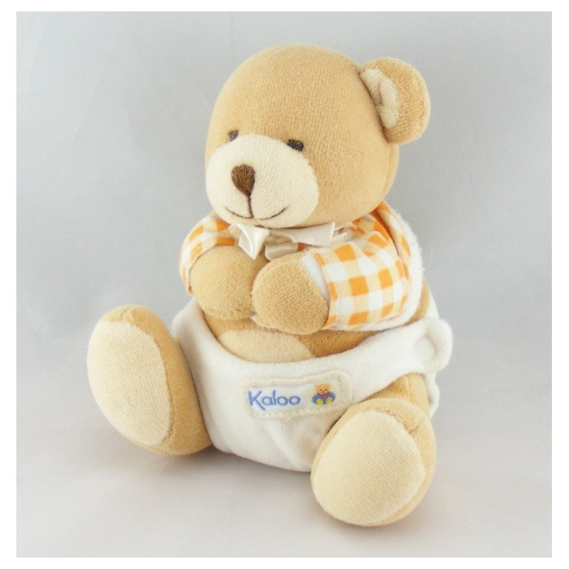 Doudou bébé ours pull vichy bleu couche KALOO 