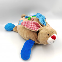 Grand Doudou lapin marrron bleu rouge étoiles LIEF