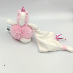 Doudou licorne rose blanc mouchoir BABY NAT