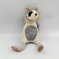 Doudou musical chien blacn écru gris bleu rayé Aimé et Céleste MOULIN ROTY