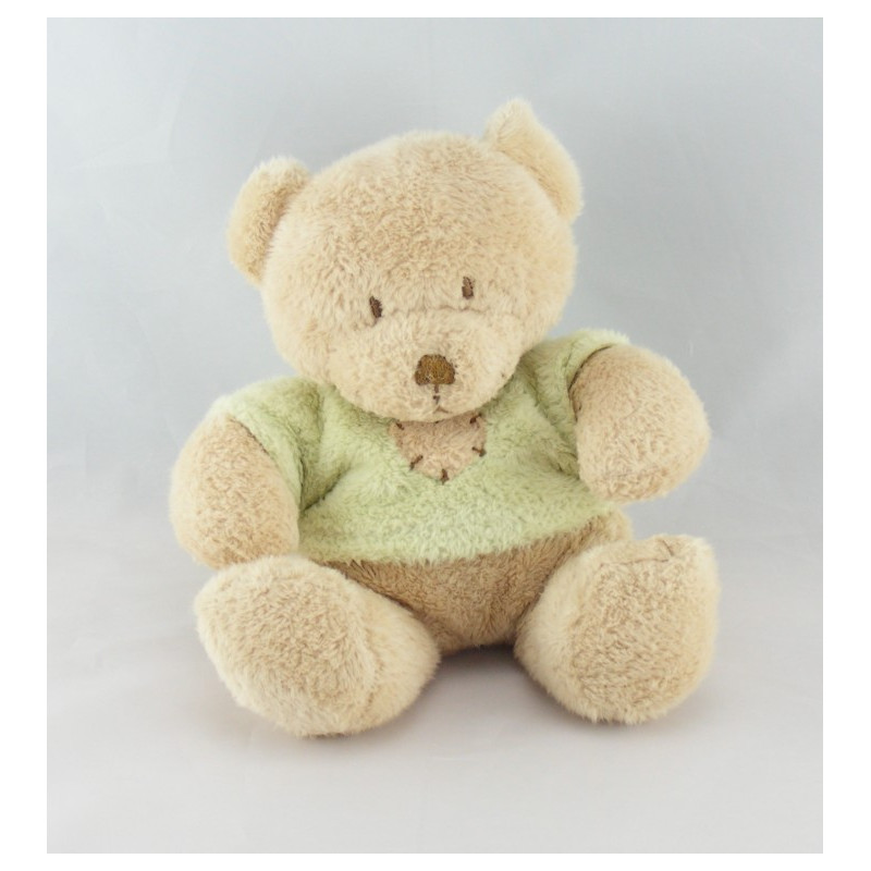 Doudou ours beige pull orange NICOTOY