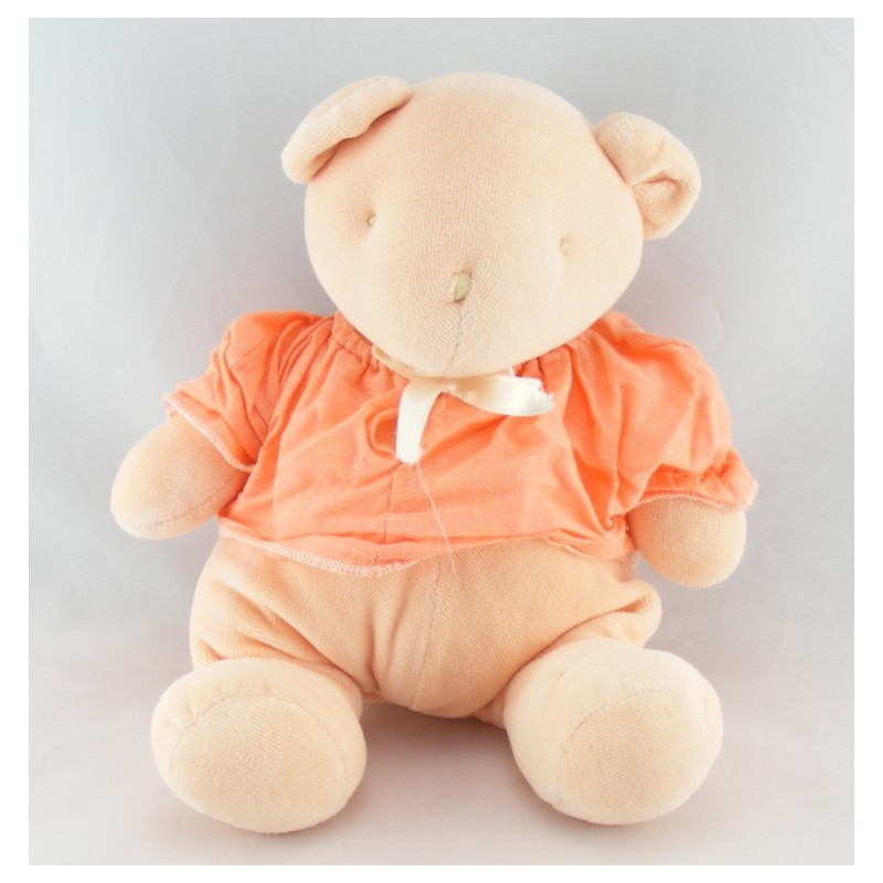 Doudou plat triangle ours orange saumon NOUNOURS