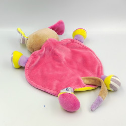 Doudou plat chien rose jaune Fleurs AJENA