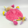 Doudou plat chien rose jaune Fleurs AJENA