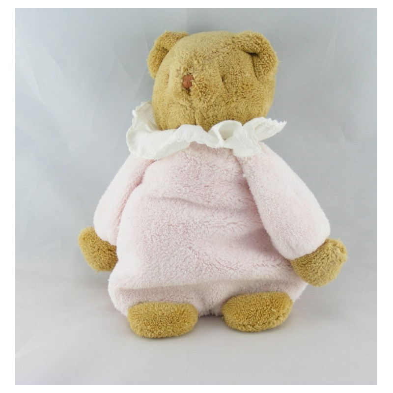 Doudou musical ours beige rose rayé TROUSSELIER