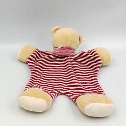 Doudou plat ours rayé rouge CMP CREDIT AGRICOLE