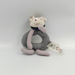 Doudou hochet souris grise bleu rayé Aimé et Céleste MOULIN ROTY
