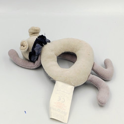 Doudou hochet souris grise bleu rayé Aimé et Céleste MOULIN ROTY