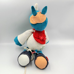 Doudou rhinocéros bleu gilet blanc Marius LILLIPUTIENS