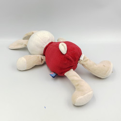 Doudou lapin rouge beige blanc SUCRE D'ORGE