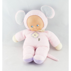 Doudou poupée chiffon fille rose AJENA 