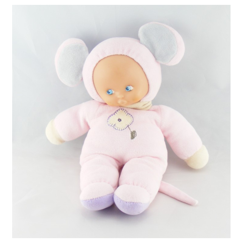 Doudou poupée chiffon fille rose AJENA 