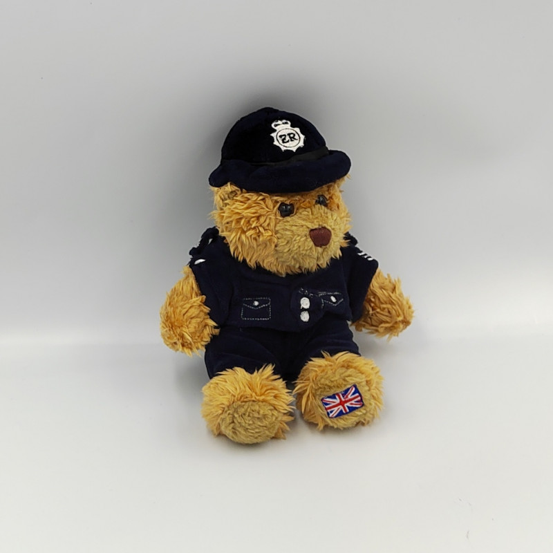 peluche ours policier marron bleu drapeau anglais KEEL TOYS