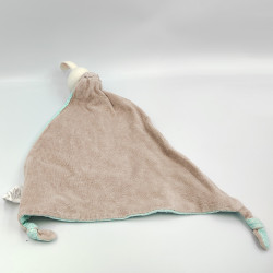 Doudou plat lapin bleu beige gris NATURE ET DECOUVERTE