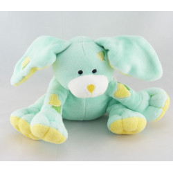 Doudou plat hochet lapin blanc bleu KIMBALOO