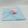 Doudou plat cochon bleu vert rayé PEPPA PIG
