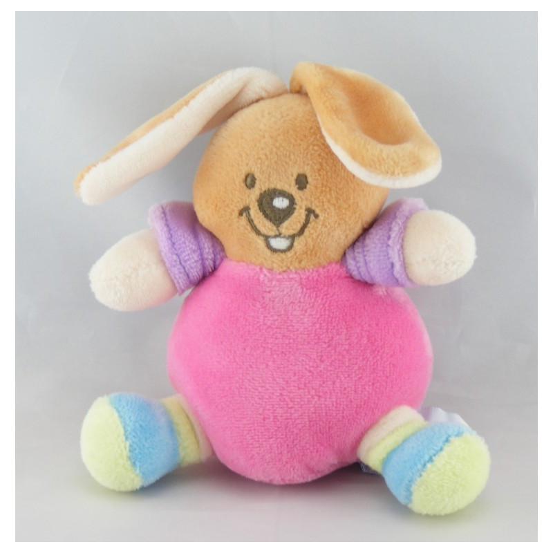 Mini Doudou lapin bleu vert violet NOUNOURS lot de 2